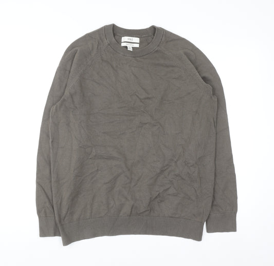 Marks and Spencer Men's Brown Pure Cotton Crew Neck Jumper L