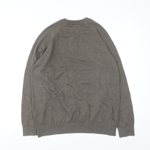 Marks and Spencer Men's Brown Pure Cotton Crew Neck Jumper L