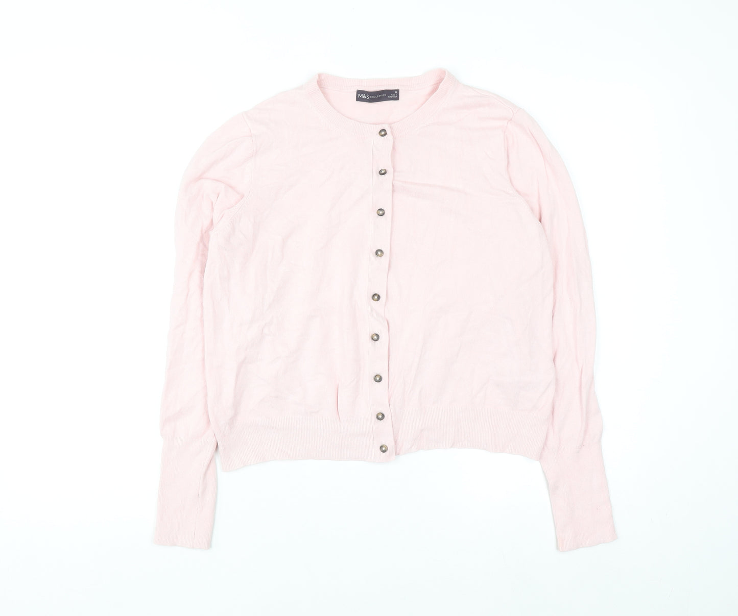 Marks and Spencer Women Pink Size 16 Crew Neck Cardigan