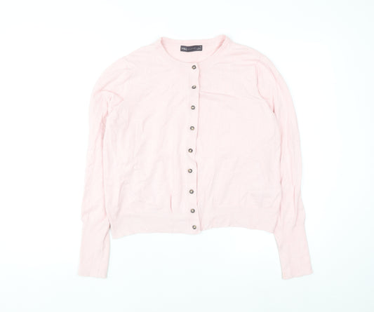 Marks and Spencer Women Pink Size 16 Crew Neck Cardigan