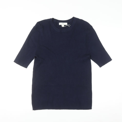 Marks and Spencer Women’s Blue Knit Crew Neck Short Sleeve Jumper L