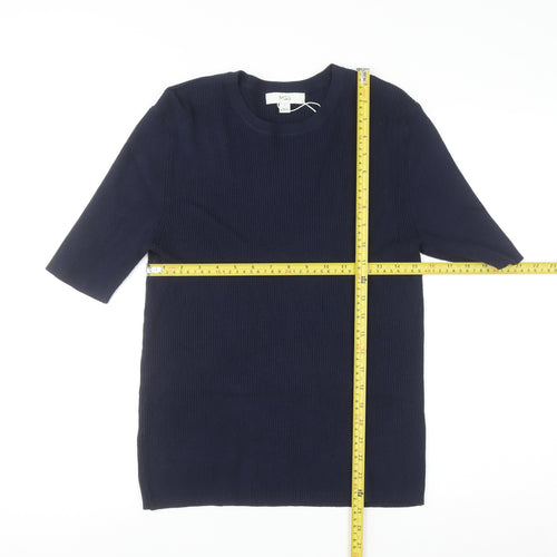 Marks and Spencer Women’s Blue Knit Crew Neck Short Sleeve Jumper L