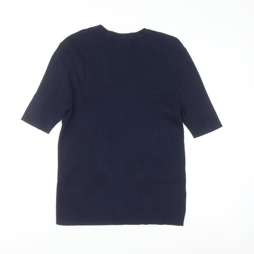 Marks and Spencer Women’s Blue Knit Crew Neck Short Sleeve Jumper L