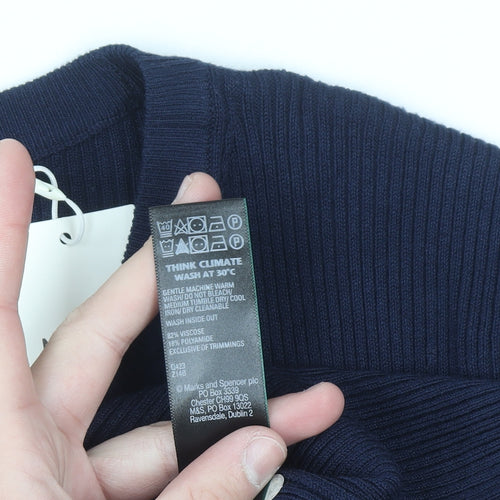 Marks and Spencer Women’s Blue Knit Crew Neck Short Sleeve Jumper L