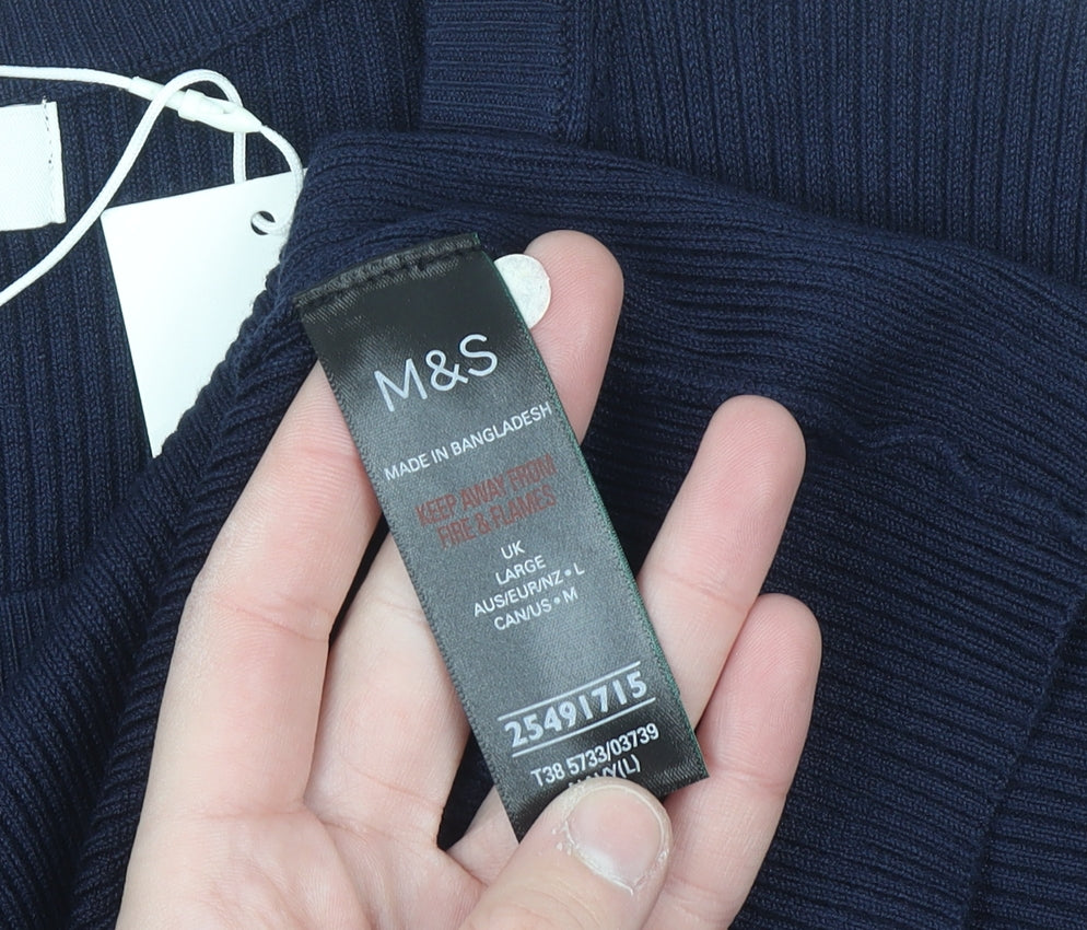 Marks and Spencer Women’s Blue Knit Crew Neck Short Sleeve Jumper L