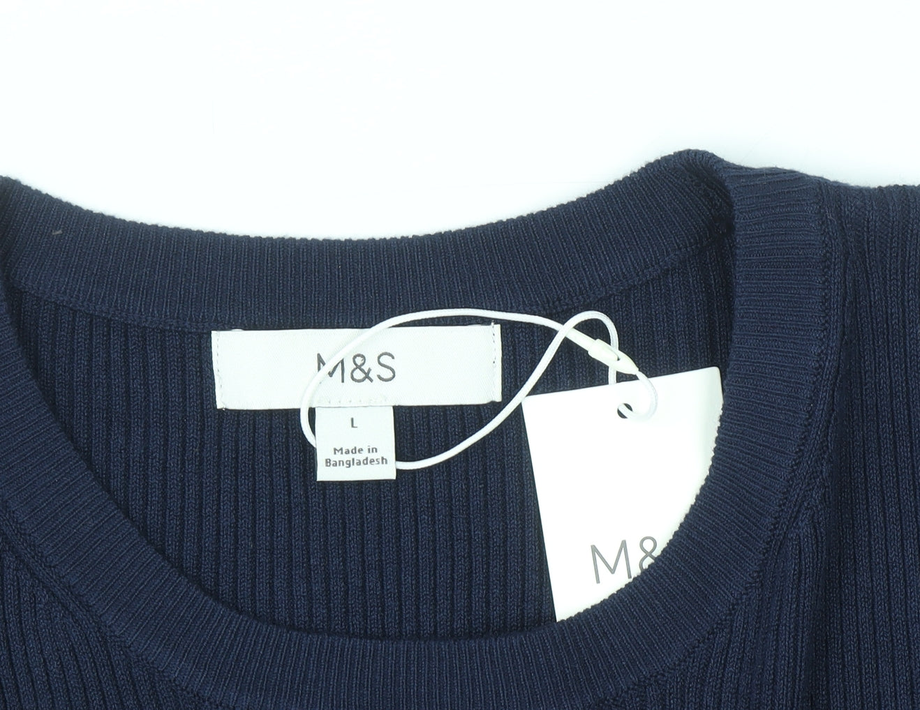Marks and Spencer Women’s Blue Knit Crew Neck Short Sleeve Jumper L