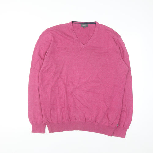 Wolsey Women's Pink Cotton V-Neck Long Sleeve Pullover Jumper L