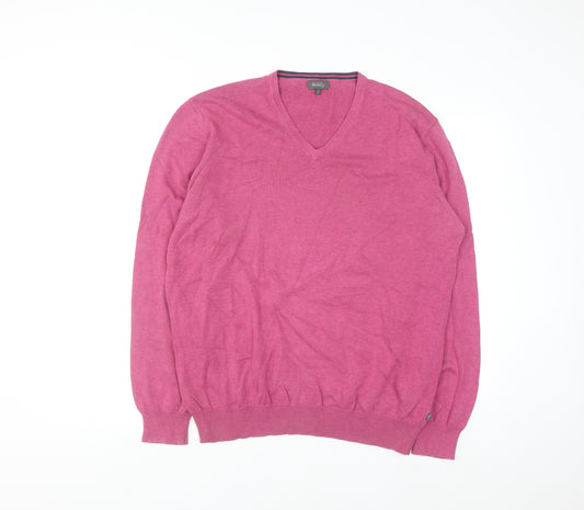 Wolsey Women's Pink Cotton V-Neck Long Sleeve Pullover Jumper L