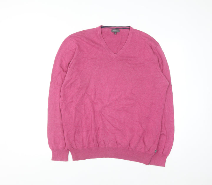 Wolsey Women's Pink Cotton V-Neck Long Sleeve Pullover Jumper L