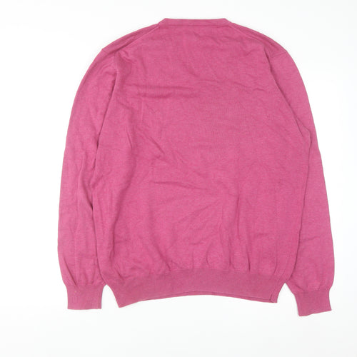 Wolsey Women's Pink Cotton V-Neck Long Sleeve Pullover Jumper L