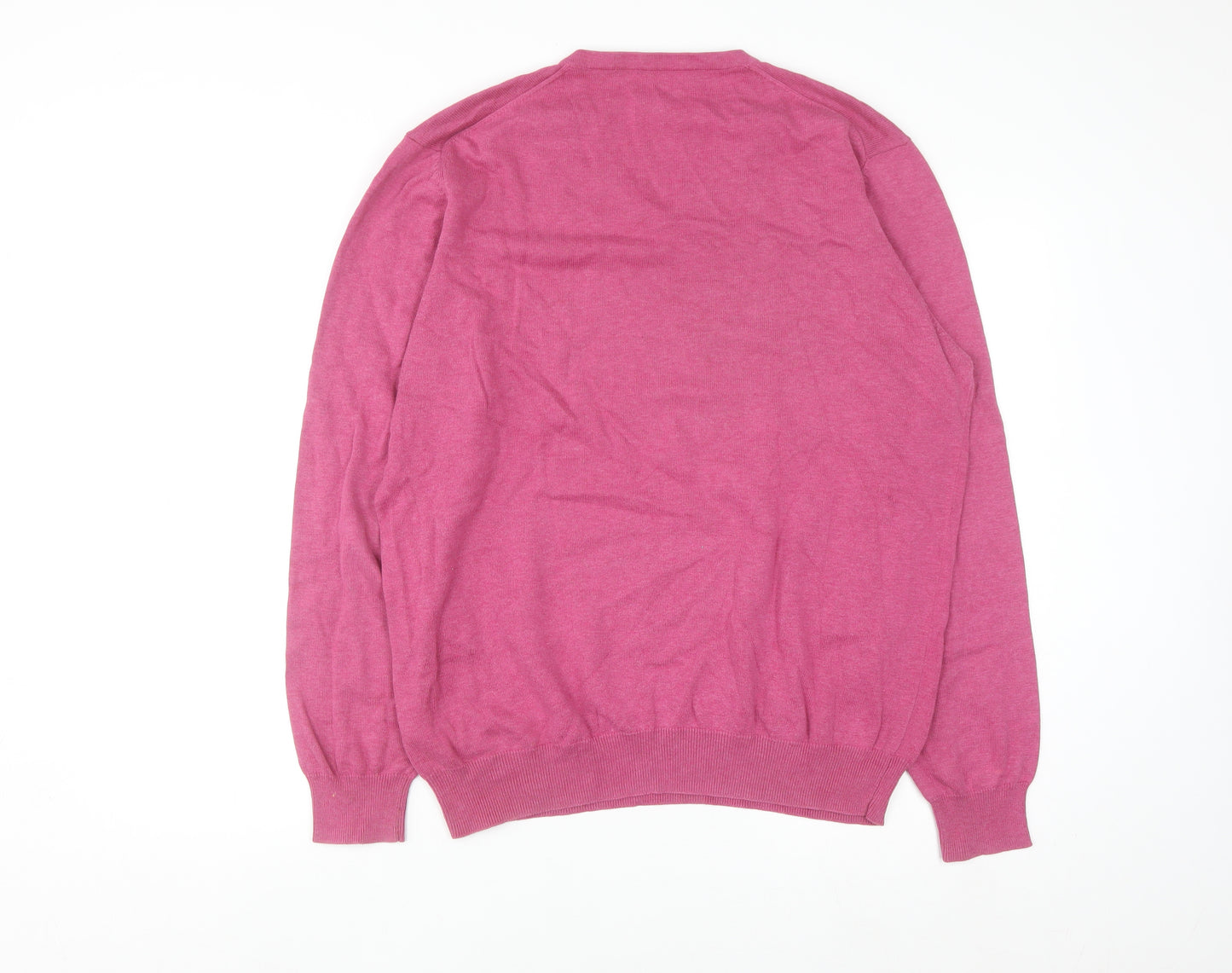 Wolsey Women's Pink Cotton V-Neck Long Sleeve Pullover Jumper L