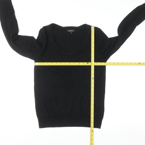 Papaya Women's Black Cotton Cashmere Scoop Neck Jumper Size 12