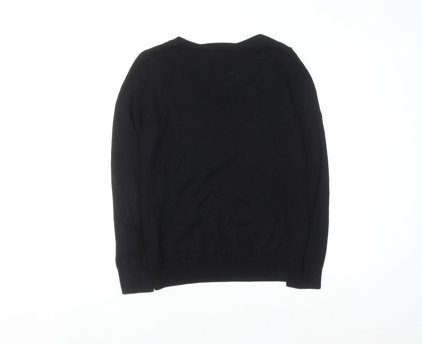Papaya Women's Black Cotton Cashmere Scoop Neck Jumper Size 12