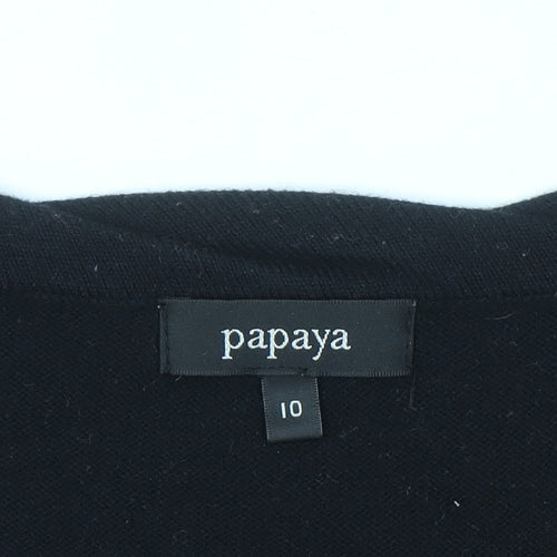 Papaya Women's Black Cotton Cashmere Scoop Neck Jumper Size 12