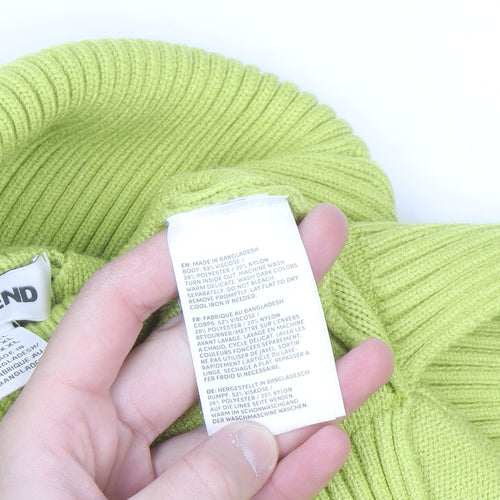 Lands' End Women's Green Roll Neck Diamond Knit Jumper XL