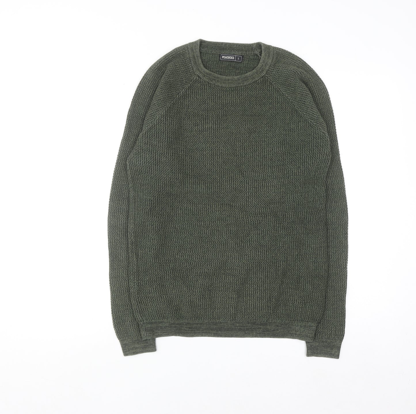 Peacocks Men’s Green Cotton Crew Neck Jumper Size S