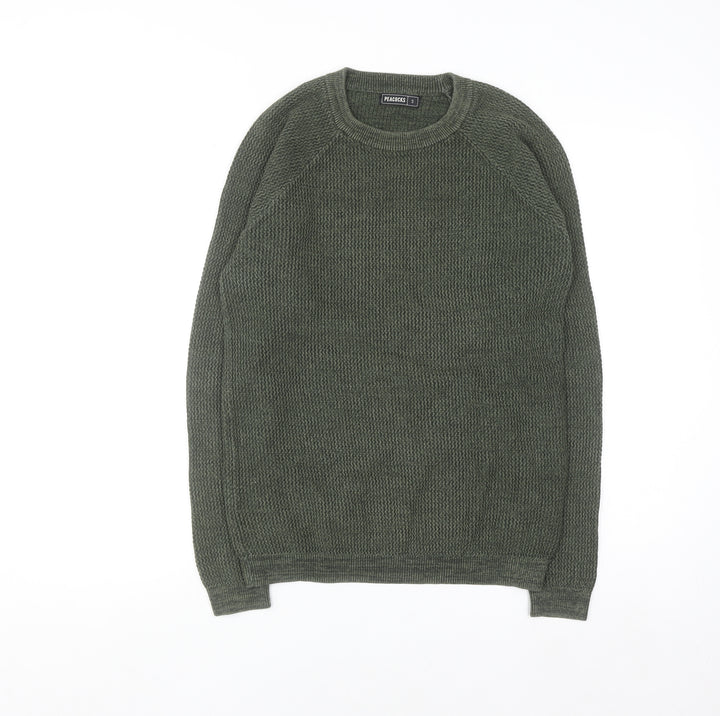 Peacocks Men’s Green Cotton Crew Neck Jumper Size S