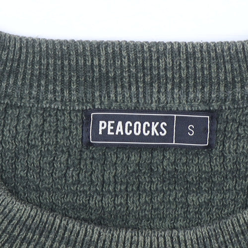 Peacocks Men’s Green Cotton Crew Neck Jumper Size S
