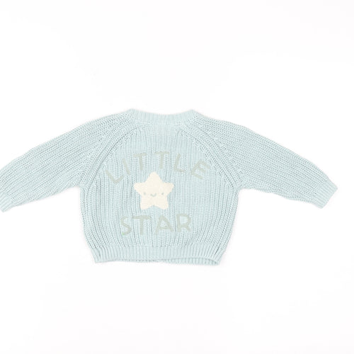 Rock a Bye Baby Boutique Blue Cotton Knit Cardigan 3-6M Unisex Star Design