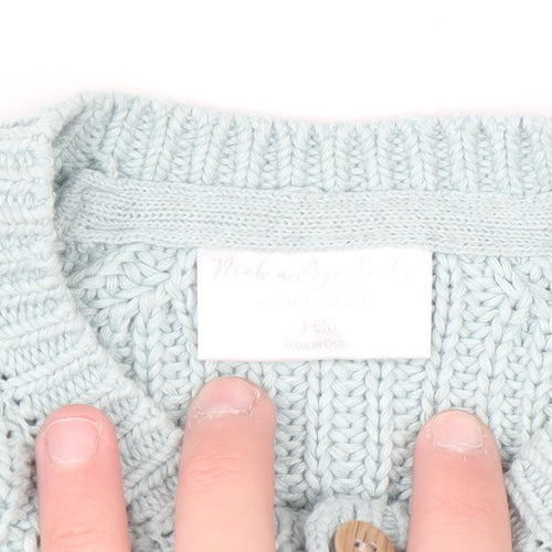 Rock a Bye Baby Boutique Blue Cotton Knit Cardigan 3-6M Unisex Star Design