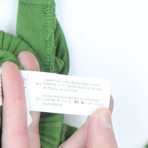 ZARA Women Green Slim Fit Sleeveless Knit Halter Cardigan M