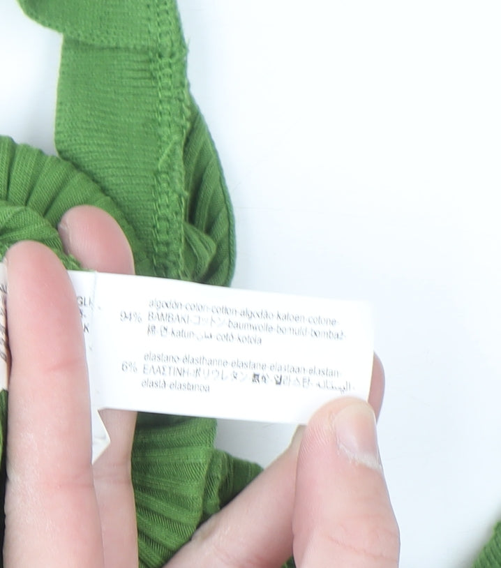 ZARA Women Green Slim Fit Sleeveless Knit Halter Cardigan M