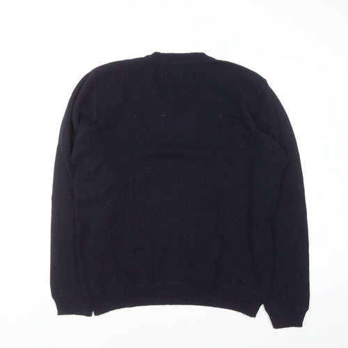 Pepe Jeans Men's Blue Wool Cotton V-Neck Jumper Size L