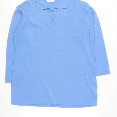 Marks and Spencer Women Blue Collared Long Sleeve Pullover Jumper Size 18