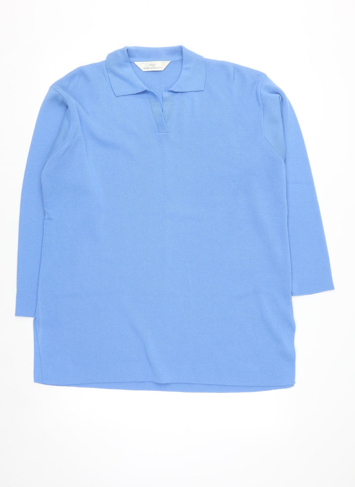 Marks and Spencer Women Blue Collared Long Sleeve Pullover Jumper Size 18