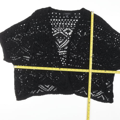 Atmosphere Women Black L/XL Crochet Open-Knit Cardigan