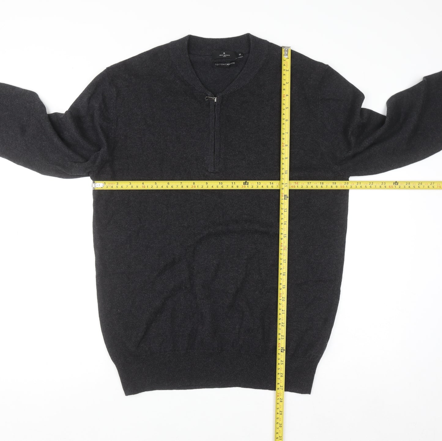 Jeff Banks Men's Grey Cotton Cashmere 1/4 Zip Jumper M