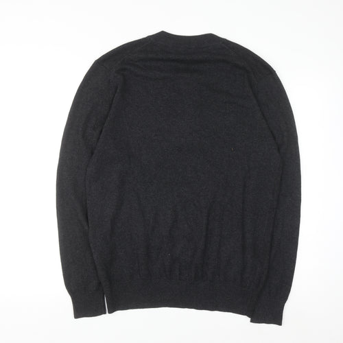 Jeff Banks Men's Grey Cotton Cashmere 1/4 Zip Jumper M