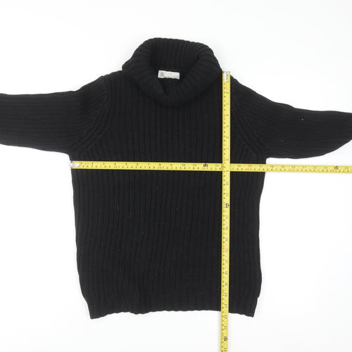 BHS Womens Black Roll Neck Chunky Knit Cotton Jumper Size 12