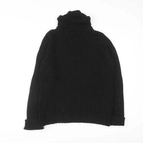 BHS Womens Black Roll Neck Chunky Knit Cotton Jumper Size 12