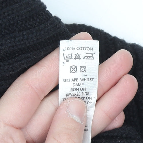BHS Womens Black Roll Neck Chunky Knit Cotton Jumper Size 12