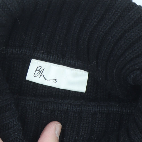 BHS Womens Black Roll Neck Chunky Knit Cotton Jumper Size 12