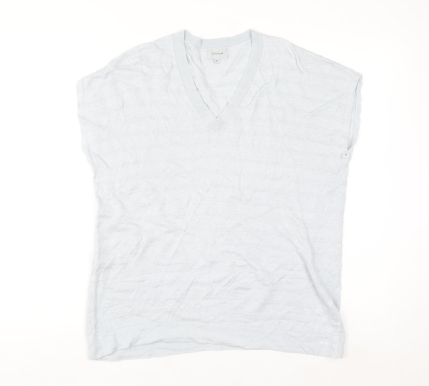Jigsaw Men’s White Linen V-Neck Sleeveless Jumper M