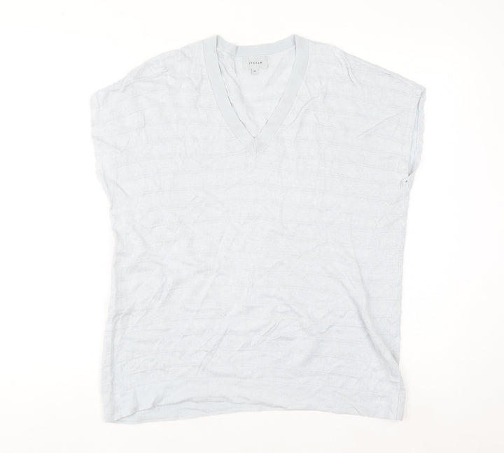 Jigsaw Men’s White Linen V-Neck Sleeveless Jumper M