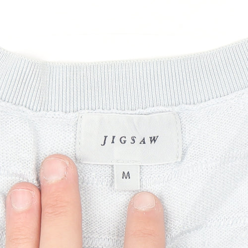 Jigsaw Men’s White Linen V-Neck Sleeveless Jumper M