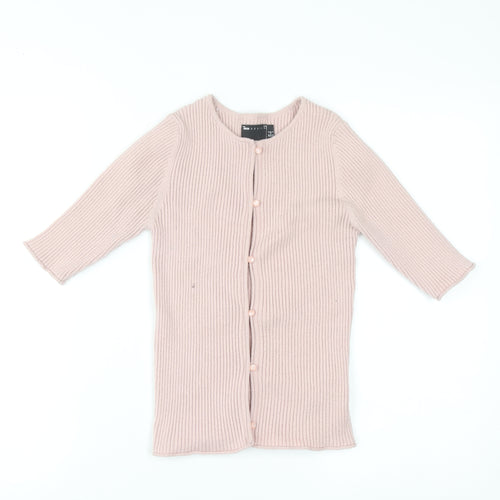 ASOS Women’s Pink Ribbed Knit 3/4 Sleeve Slim Cardigan Size 8