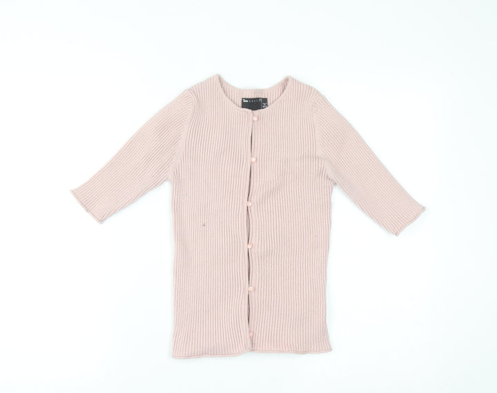 ASOS Women’s Pink Ribbed Knit 3/4 Sleeve Slim Cardigan Size 8