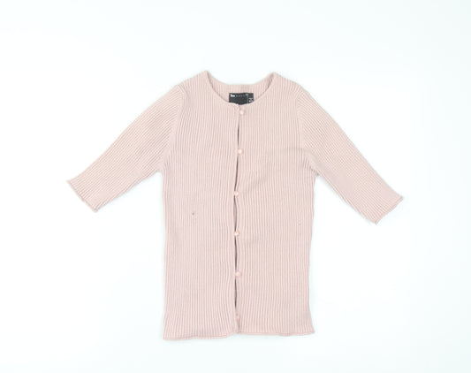 ASOS Women’s Pink Ribbed Knit 3/4 Sleeve Slim Cardigan Size 8