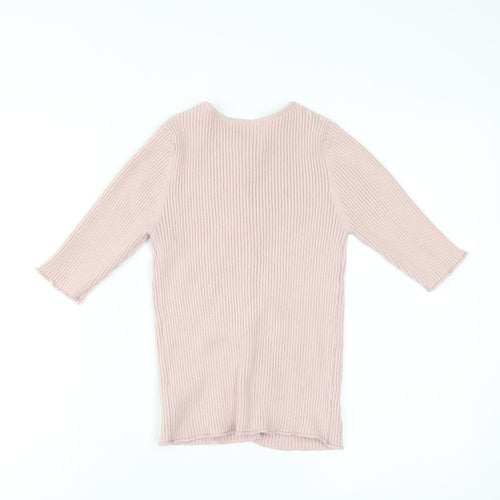 ASOS Women’s Pink Ribbed Knit 3/4 Sleeve Slim Cardigan Size 8