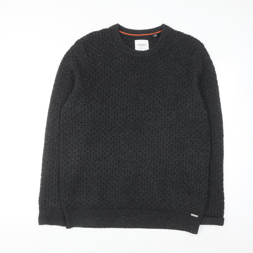Superdry Men's Black Waffle-Knit Wool Blend Jumper XL