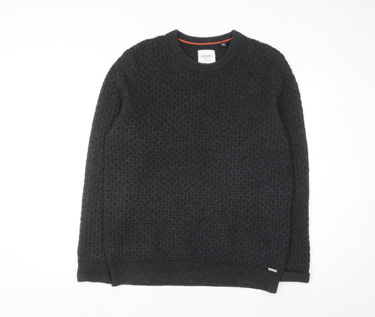 Superdry Men's Black Waffle-Knit Wool Blend Jumper XL