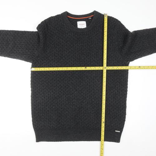 Superdry Men's Black Waffle-Knit Wool Blend Jumper XL