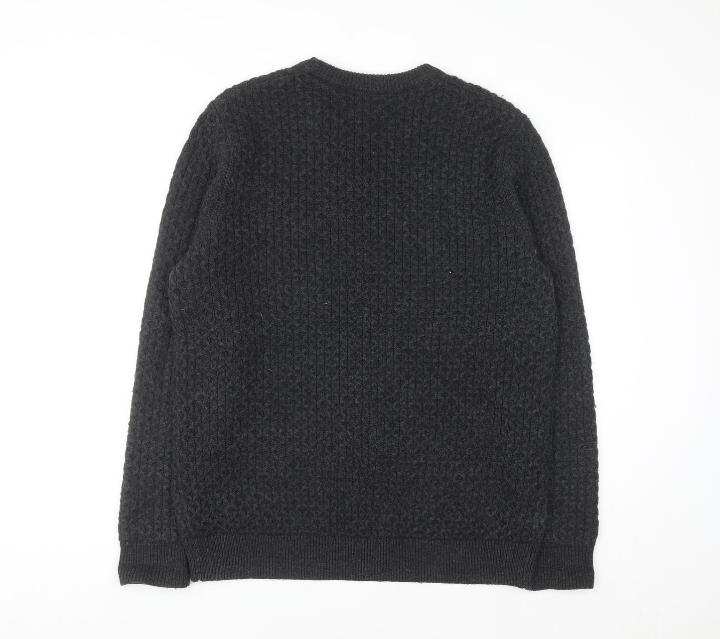 Superdry Men's Black Waffle-Knit Wool Blend Jumper XL