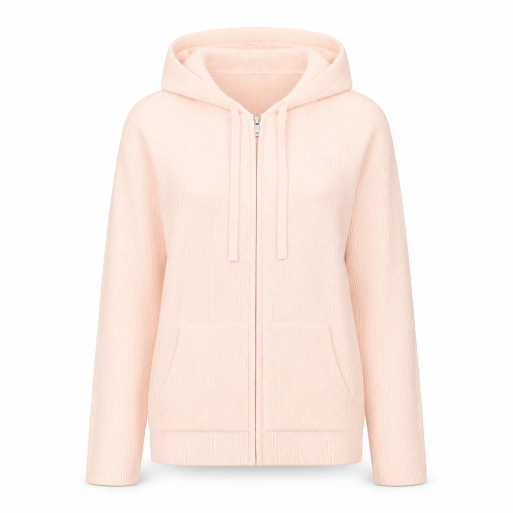 Marks and Spencer Womens Pink Hooded Full Zip Knit Jumper Small