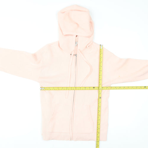 Marks and Spencer Womens Pink Hooded Full Zip Knit Jumper Small