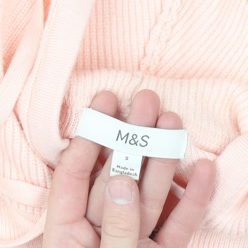 Marks and Spencer Womens Pink Hooded Full Zip Knit Jumper Small